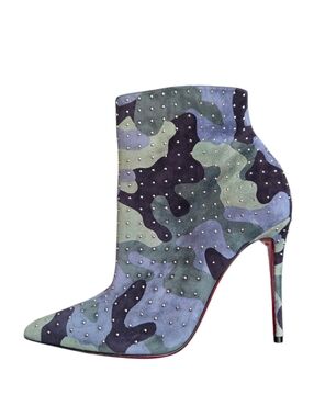 Christian Louboutin So Kate Booty Plume 100 Booties Camo Suede Studded Boots 36